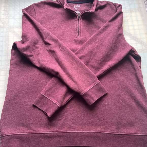 Upcycled Applique Mountain Scene Quarter Zip Sweatshirt XL Cottagecore Cabincore - Picture 2 of 6